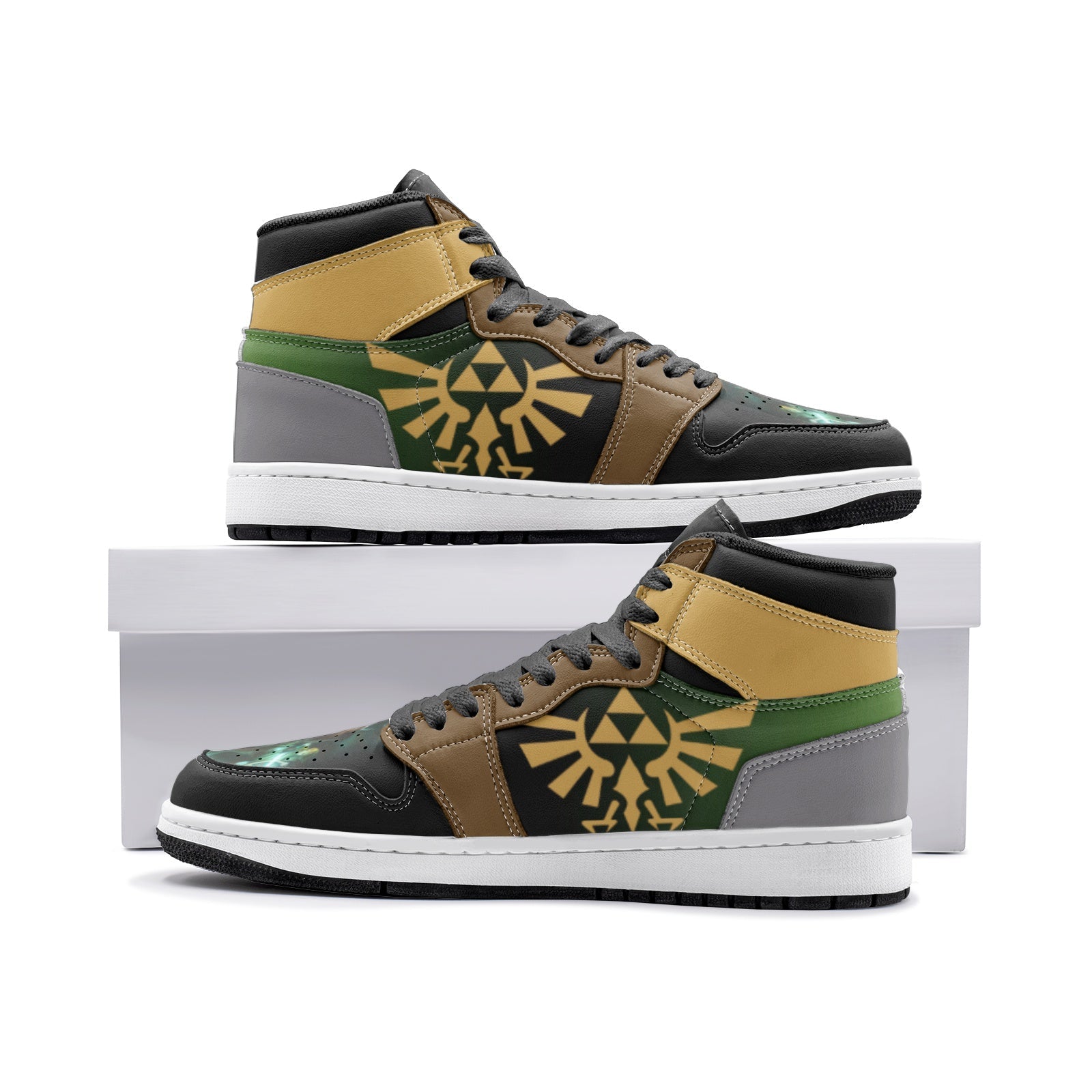 Showdown Battle Zelda Custom Sneaker Mid 1 Basketball Shoes - Otaku Hall