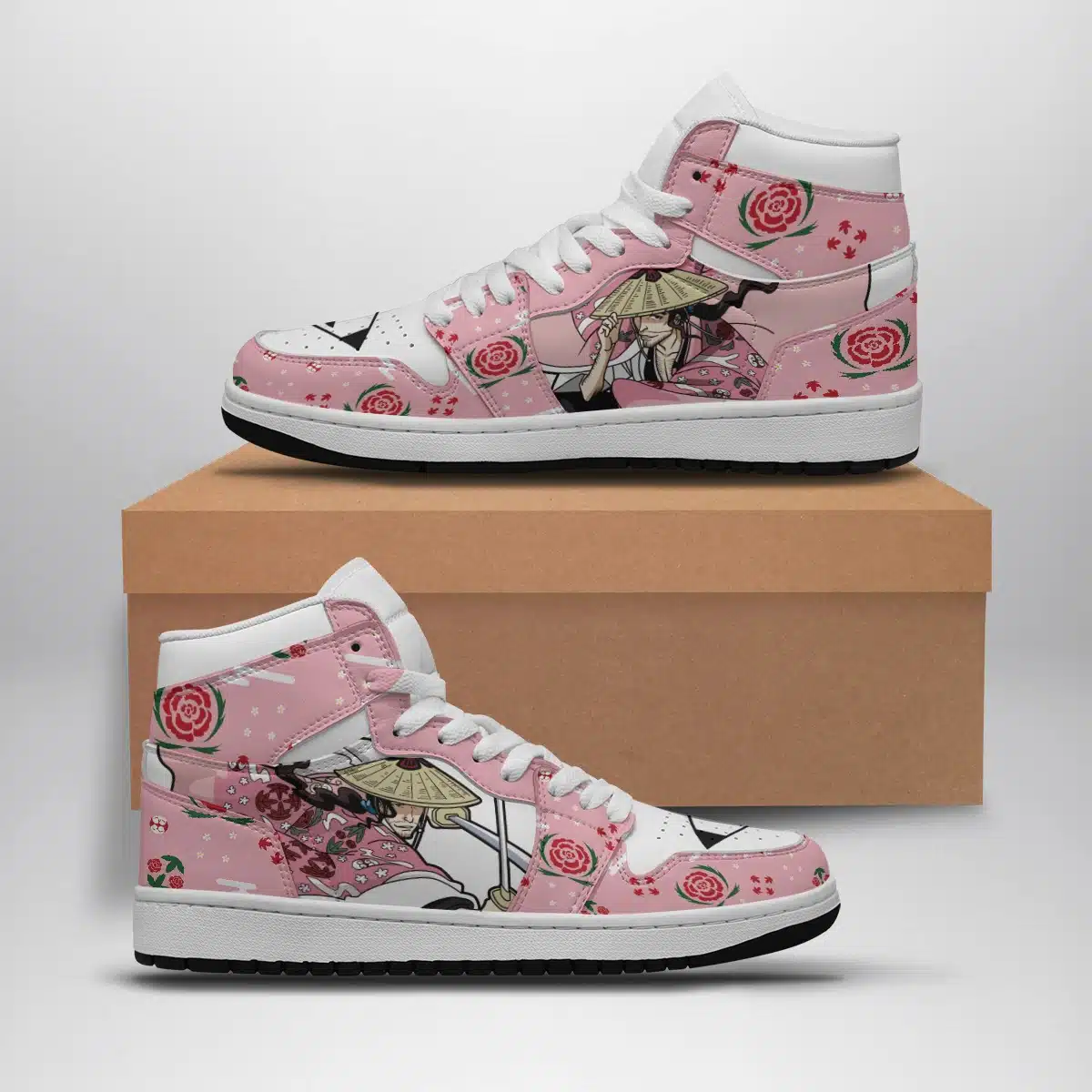 Shunsui Bleach Shonen Custom Sneaker Mid 1 Basketball Shoes for Anime Fans and Athletes - Otaku Hall