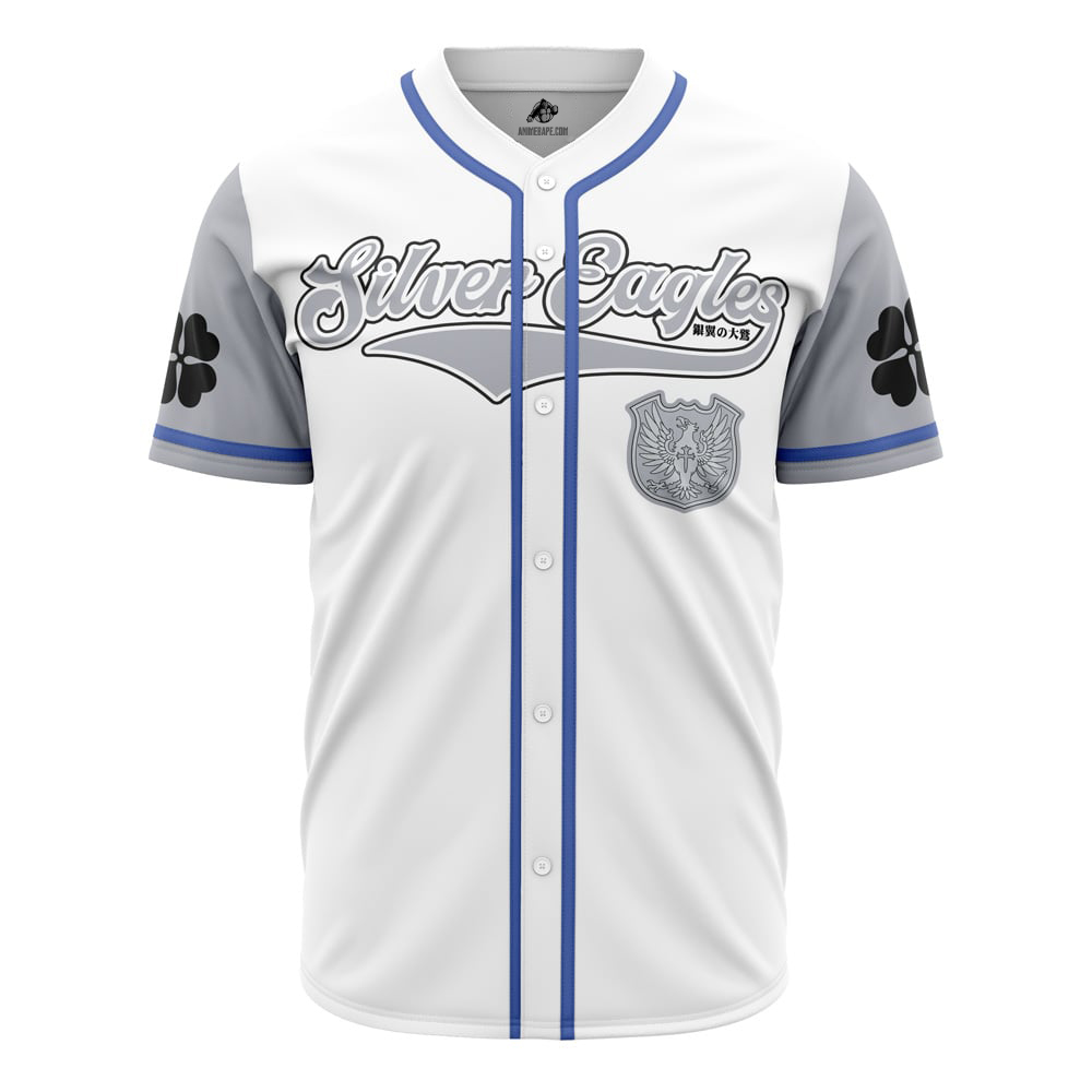 Silver Eagles Black Clover Custom Baseball Jersey - Otaku Hall