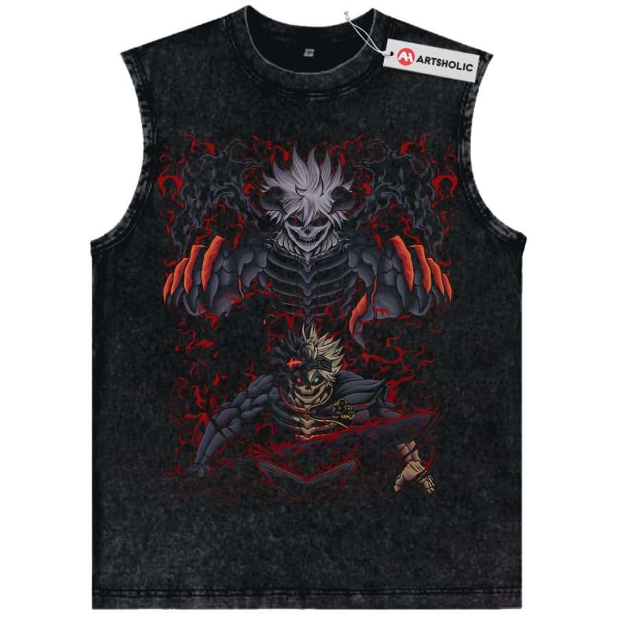 Alternative view of Skeleton Asta Tank Top, Black Clover Tank Top, Anime Tank Top, Vintage Tank Top
