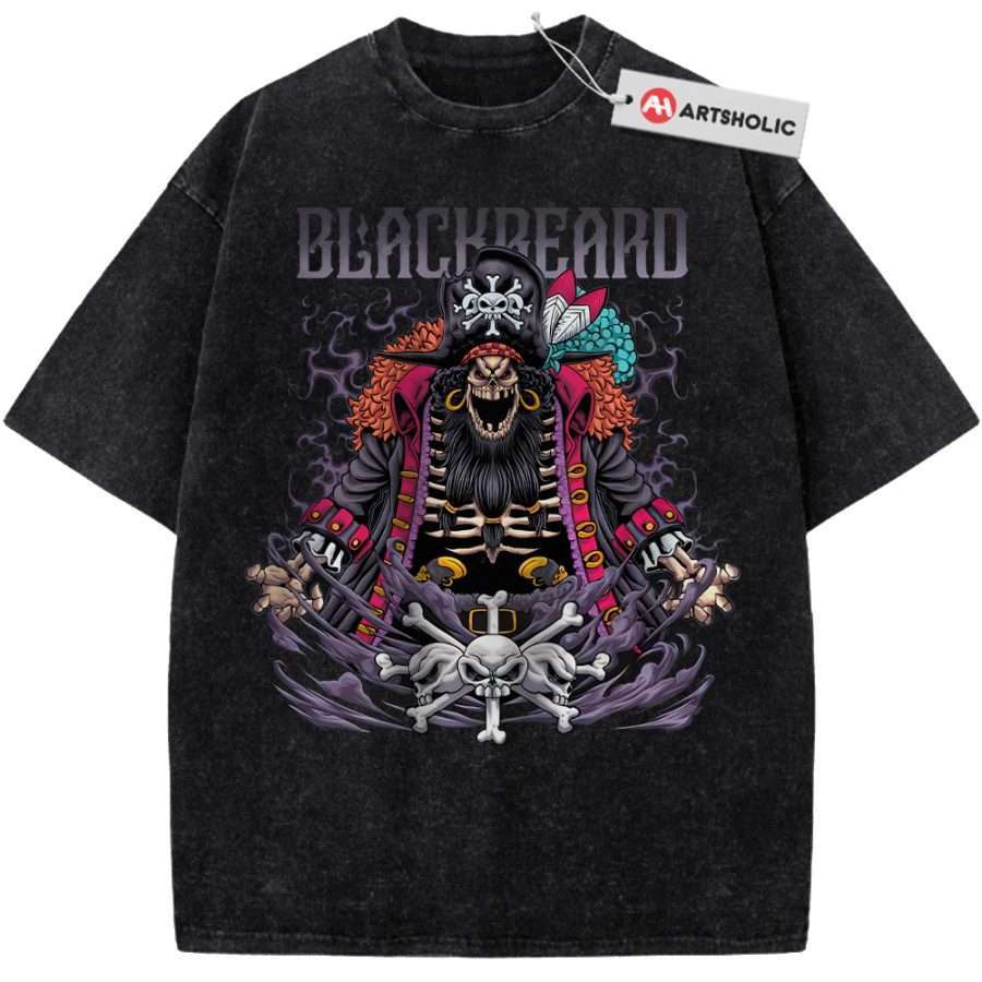 Alternative view of Skeleton Blackbeard Shirt, Marshall D Teach Shirt, One Piece Shirt, Anime Shirt, Vintage T-Shirt