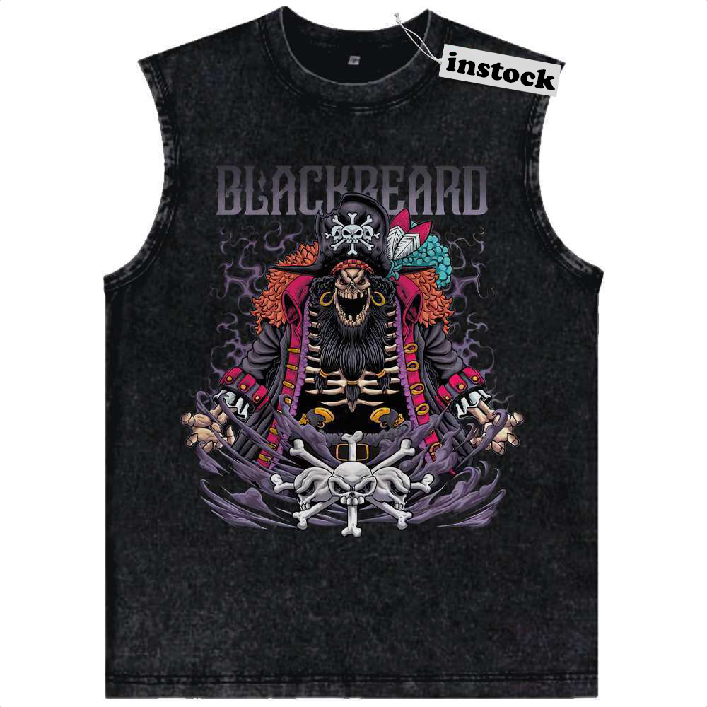 Skeleton Blackbeard Tank Top, Marshall D Teach Tank Top, One Piece Tank Top, Anime Tank Top, Vintage Tank Top