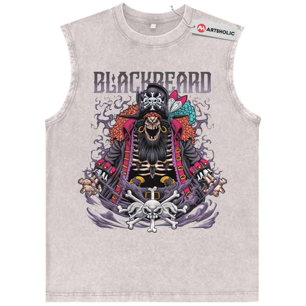 Alternative view of Skeleton Blackbeard Tank Top, Marshall D Teach Tank Top, One Piece Tank Top, Anime Tank Top, Vintage Tank Top