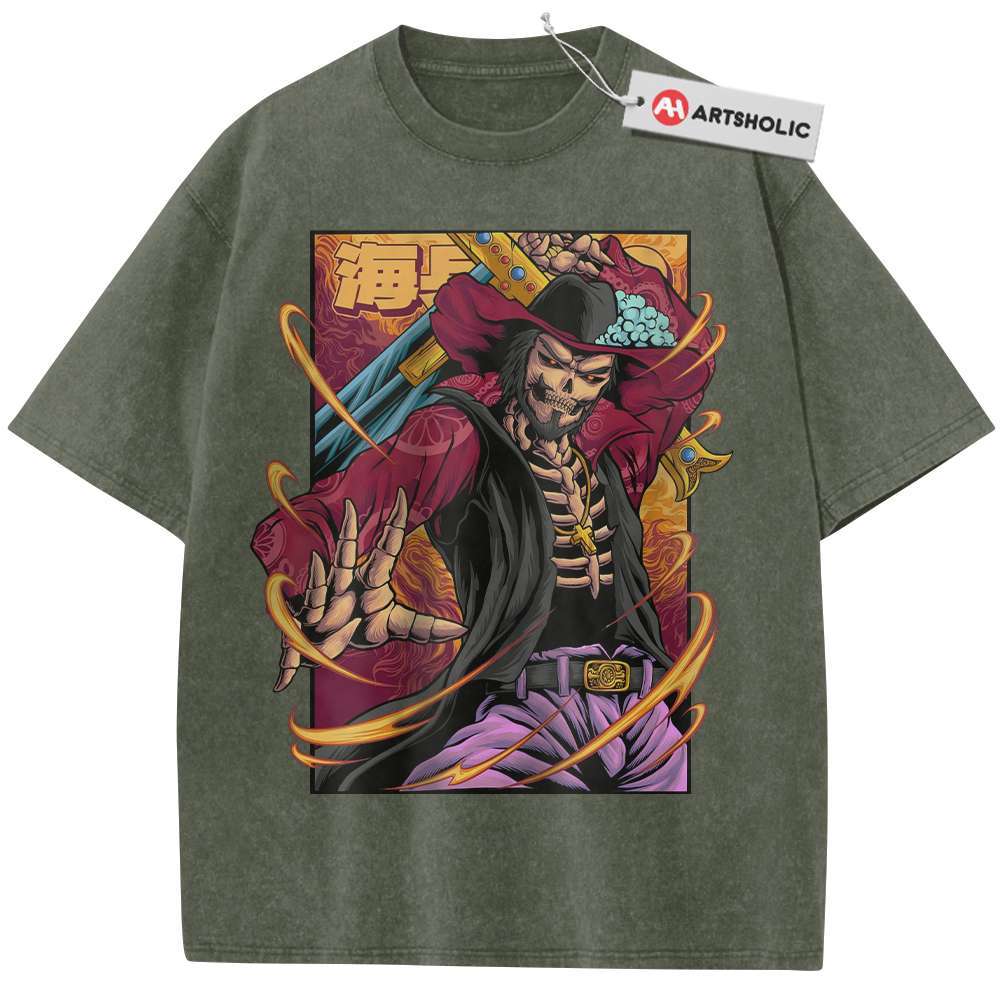 Alternative view of Skeleton Dracule Mihawk Shirt, One Piece Shirt, Anime Shirt, Vintage Tee