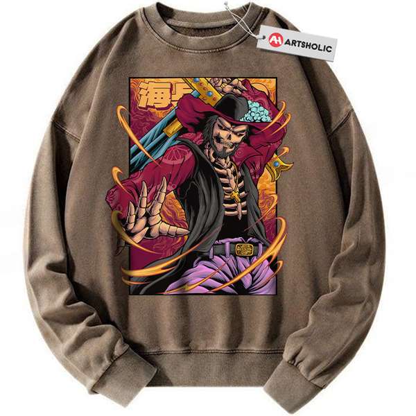 Alternative view of Skeleton Dracule Mihawk Sweatshirt, One Piece Sweatshirt, Anime Sweatshirt, Vintage Sweater