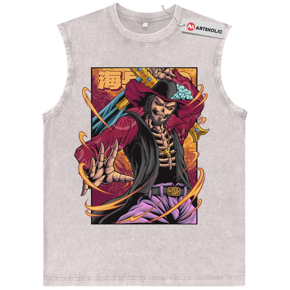 Alternative view of Skeleton Dracule Mihawk Tank Top, One Piece Tank Top, Anime Tank Top, Vintage Tank Top