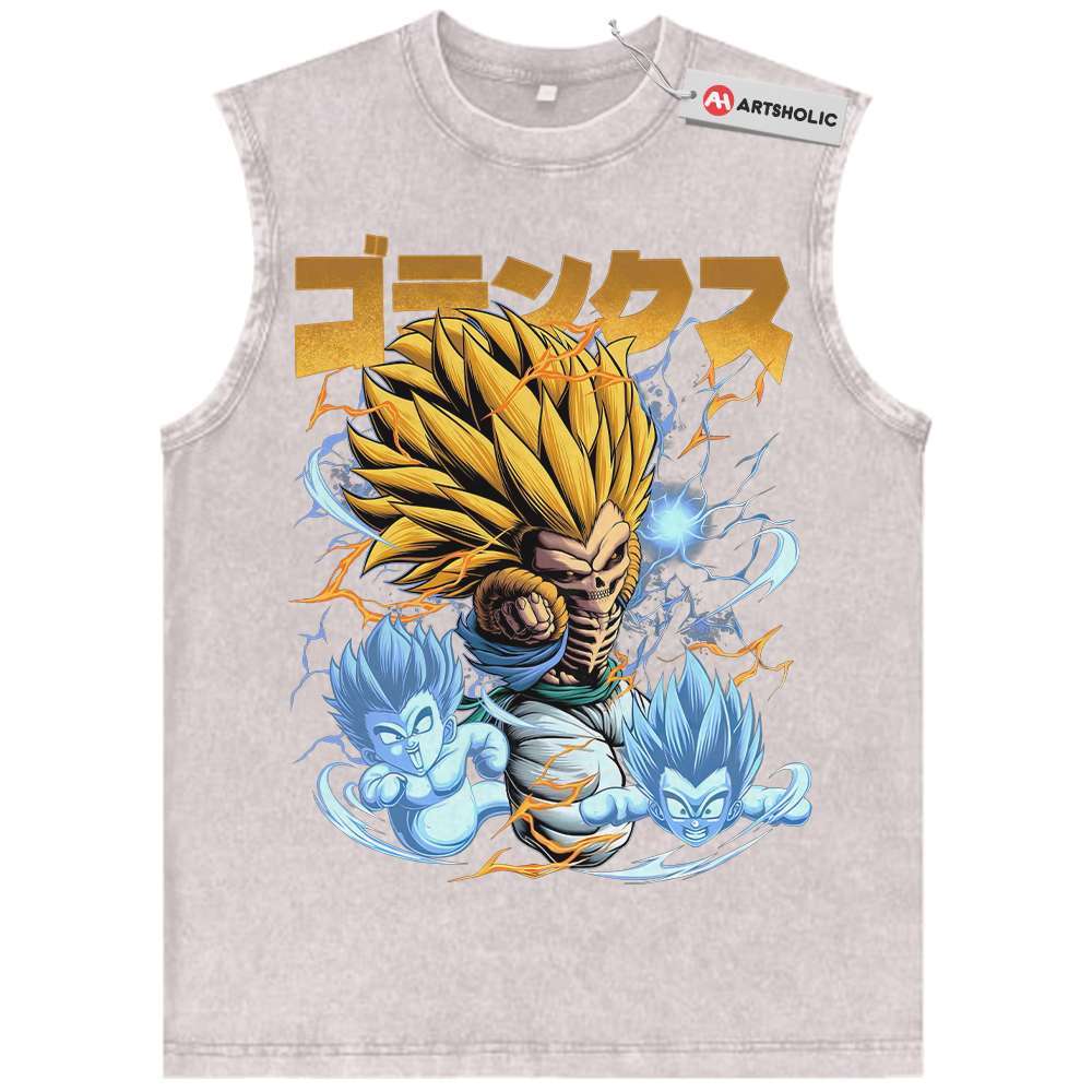 Alternative view of Skeleton Gotenks Tank Top, Dragon Ball Tank Top, DBZ Tank Top, Anime Tank Top, Vintage Tank Top