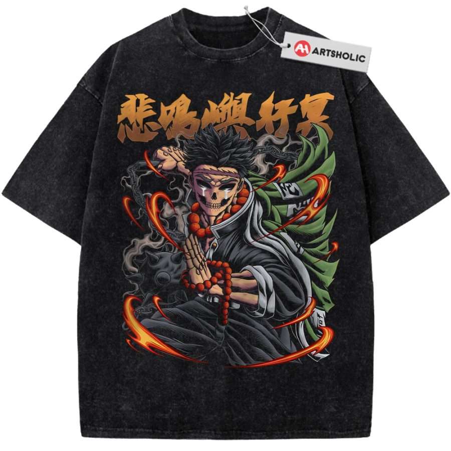 Alternative view of Skeleton Gyomei Himejima Shirt, Demon Slayer Shirt, Anime Shirt, Vintage Tee