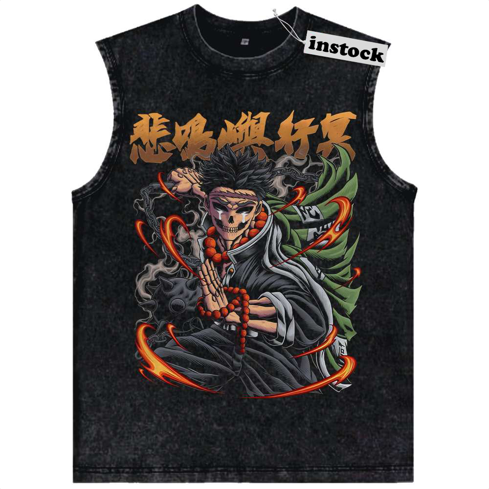 Skeleton Gyomei Himejima Tank Top, Demon Slayer Tank Top, Anime Tank Top, Vintage Tank Top