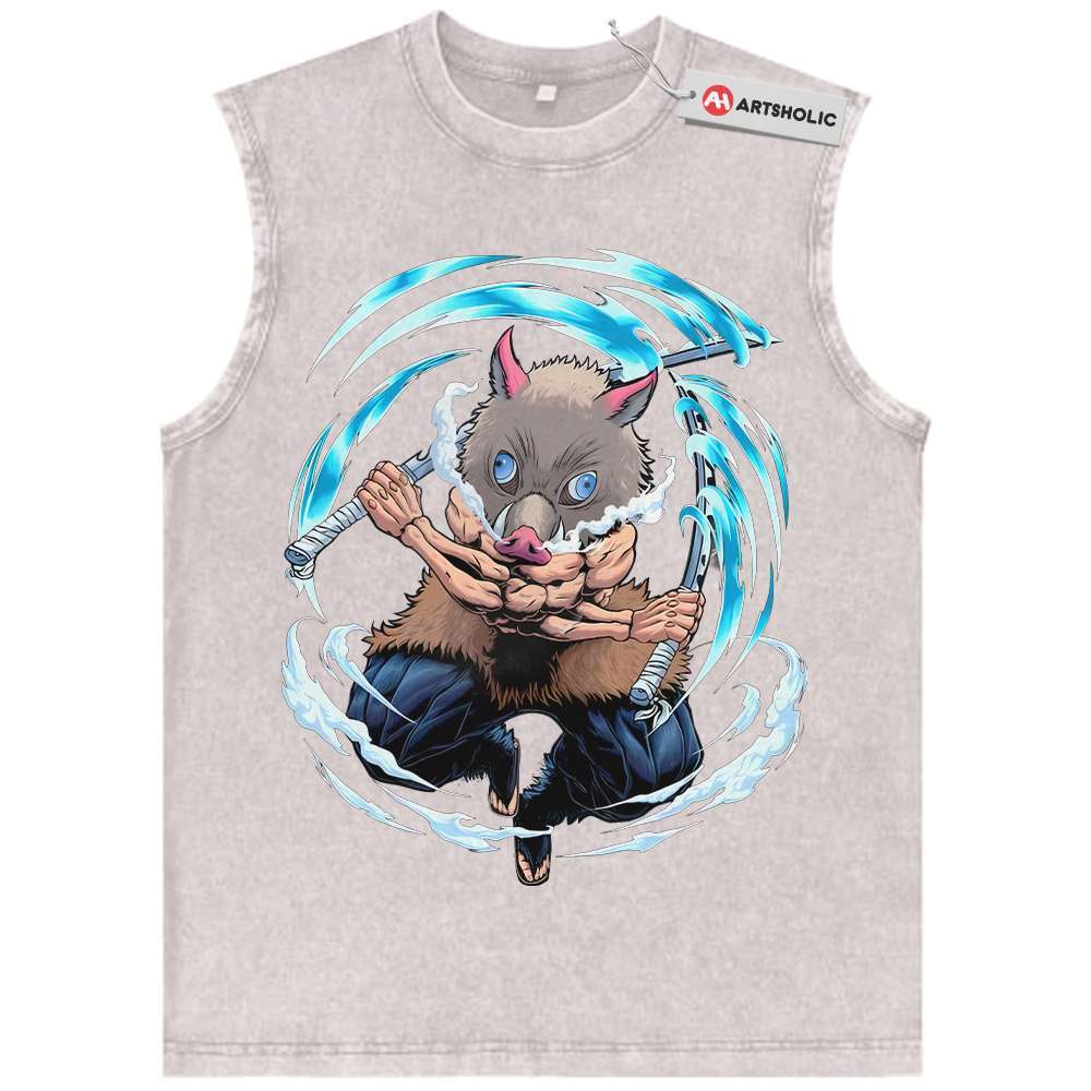 Alternative view of Skeleton Inosuke Hashibira Tank Top, Demon Slayer Tank Top, Anime Tank Top, Vintage Tank Top