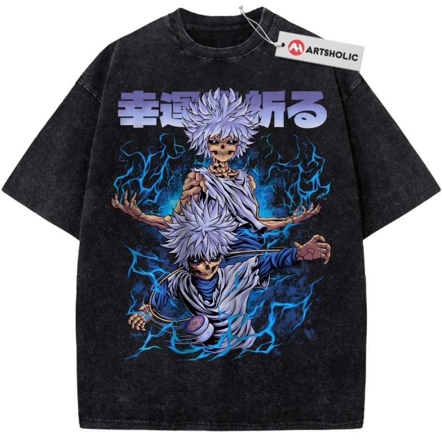 Alternative view of Skeleton Killua Zoldyck Shirt, Hunter x Hunter Shirt, HxH Shirt, Anime Shirt, Vintage Tee