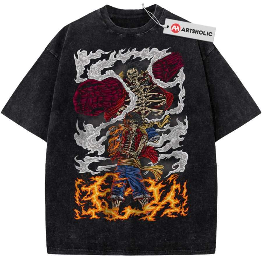 Alternative view of Skeleton Monkey D Luffy Shirt, One Piece Shirt, Anime Shirt, Vintage T-Shirt