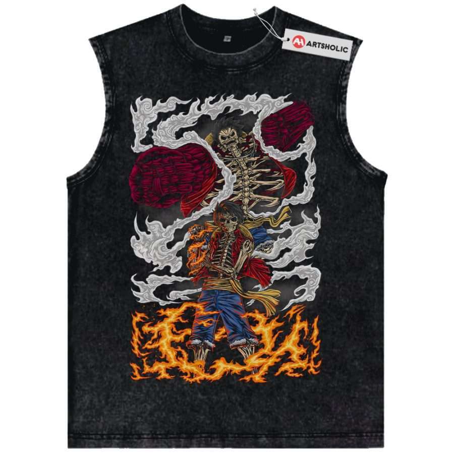 Alternative view of Skeleton Monkey D Luffy Tank Top, One Piece Tank Top, Anime Tank Top, Vintage Tank Top