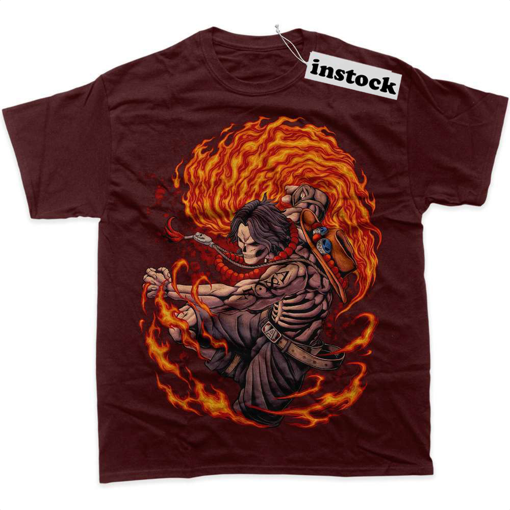 Skeleton Portgas D Ace Shirt, One Piece Shirt, Anime Shirt, Graphic Tee