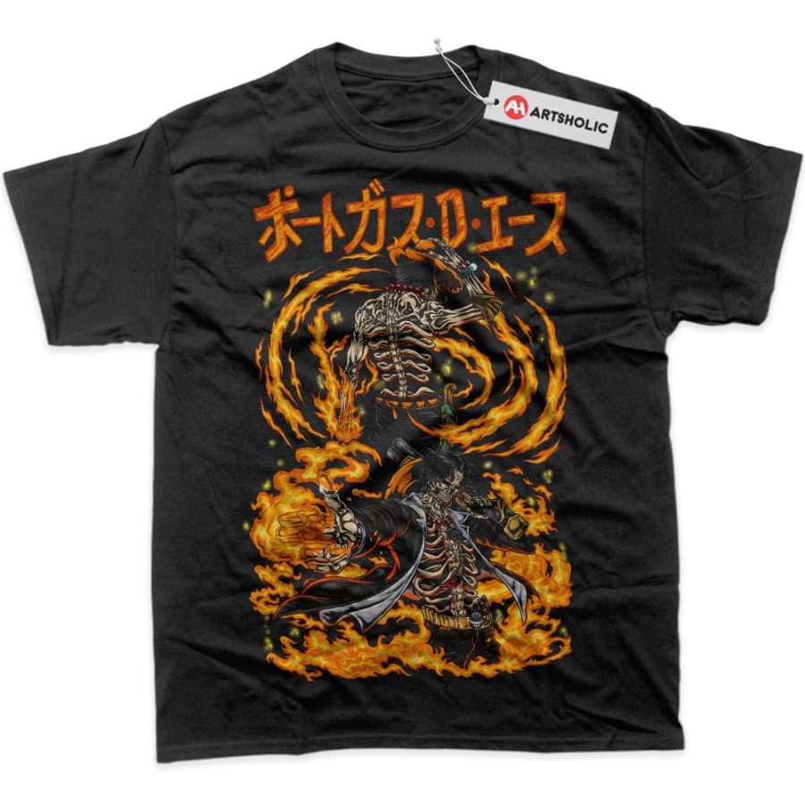 Alternative view of Skeleton Portgas D Ace Shirt, One Piece Shirt, Anime Shirt, Graphic Tee
