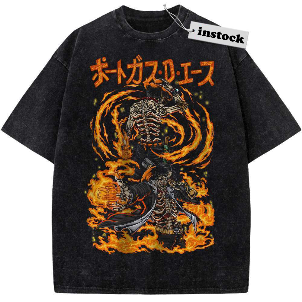 Skeleton Portgas D Ace Shirt, One Piece Shirt, Anime Shirt, Vintage Tee