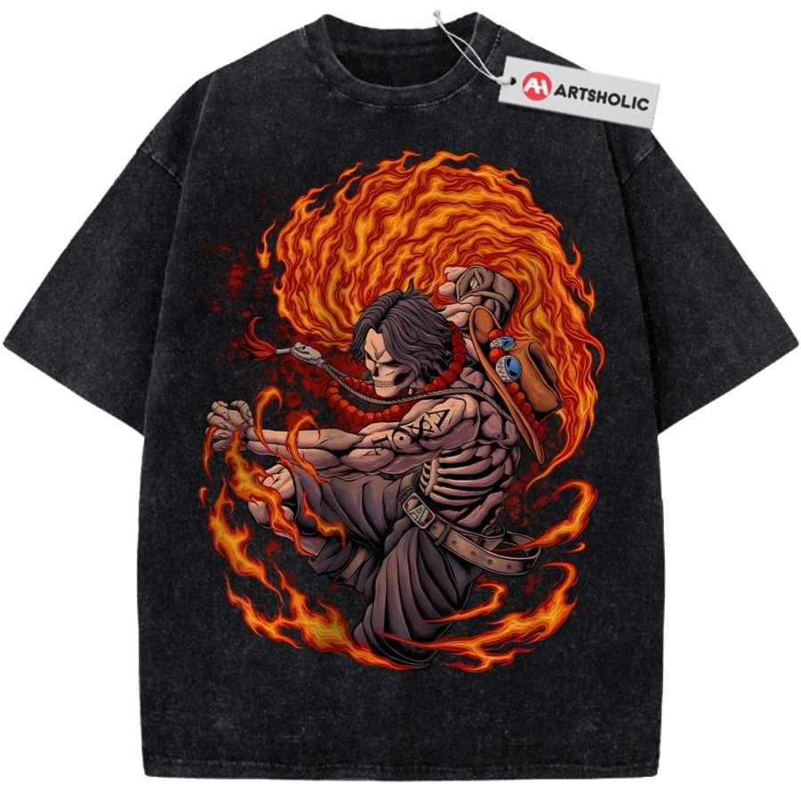 Alternative view of Skeleton Portgas D Ace Shirt, One Piece Shirt, Anime Shirt, Vintage Tee