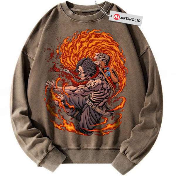Alternative view of Skeleton Portgas D Ace Sweatshirt, One Piece Sweatshirt, Anime Sweatshirt, Vintage Sweater