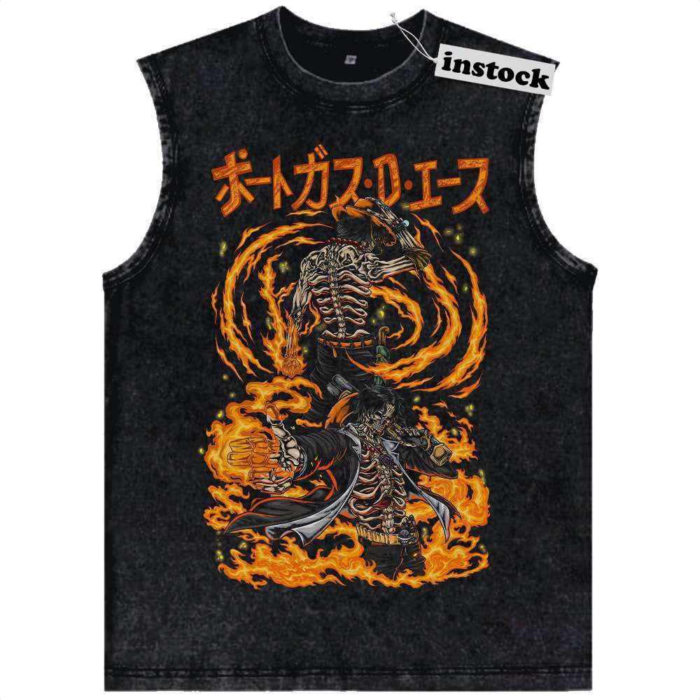 Skeleton Portgas D Ace Tank Top, One Piece Tank Top, Anime Tank Top, Vintage Tank Top