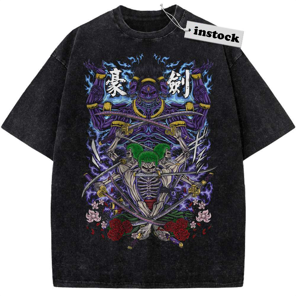 Skeleton Roronoa Zoro Shirt, One Piece Shirt, Anime Shirt, Vintage T-Shirt