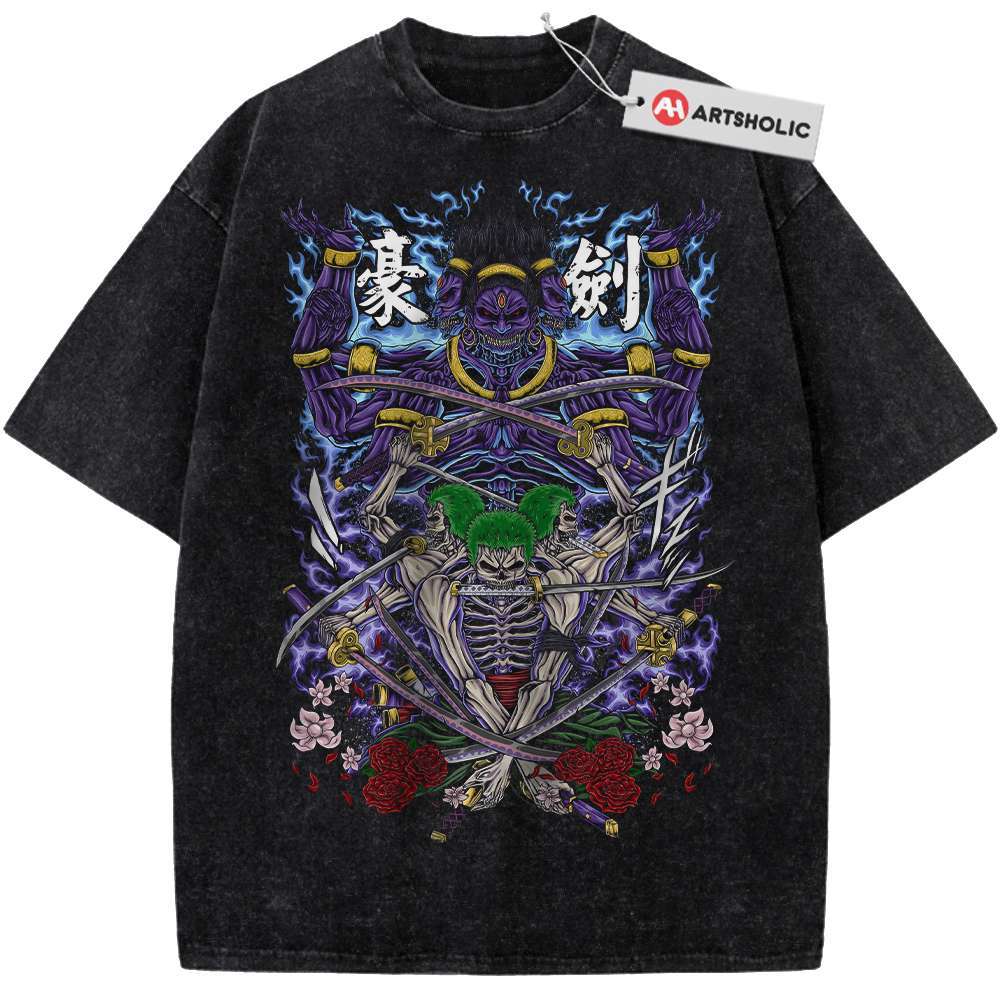 Skeleton Roronoa Zoro Shirt, One Piece Shirt, Anime Shirt, Vintage T-Shirt