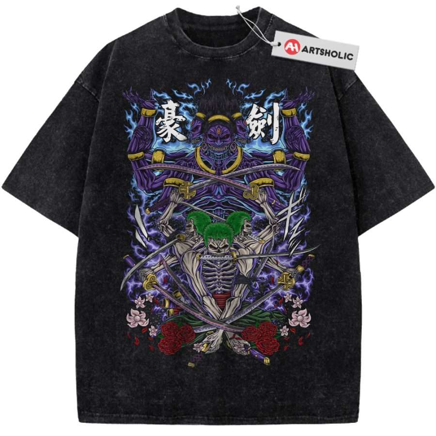 Alternative view of Skeleton Roronoa Zoro Shirt, One Piece Shirt, Anime Shirt, Vintage T-Shirt