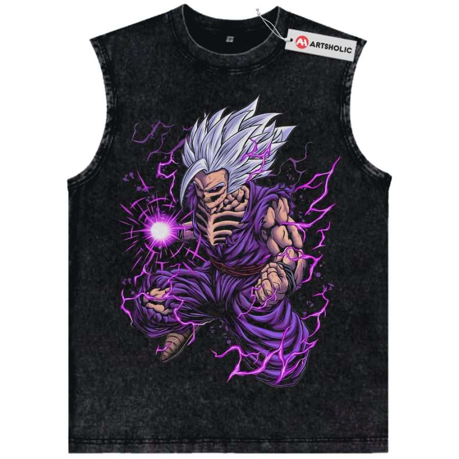 Alternative view of Skeleton Son Gohan Tank Top, Dragon Ball Tank Top, DBZ Tank Top, Anime Tank Top, Vintage Tank Top