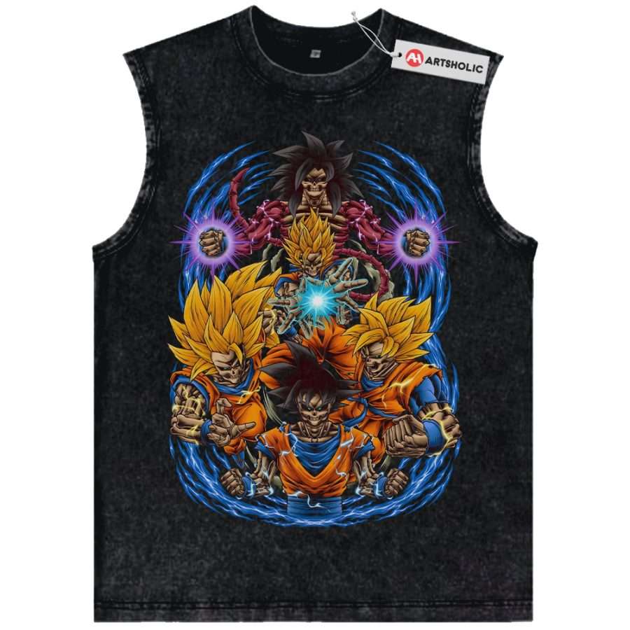 Alternative view of Skeleton Son Goku Tank Top, Dragon Ball Tank Top, Anime Tank Top, Vintage Tank Top
