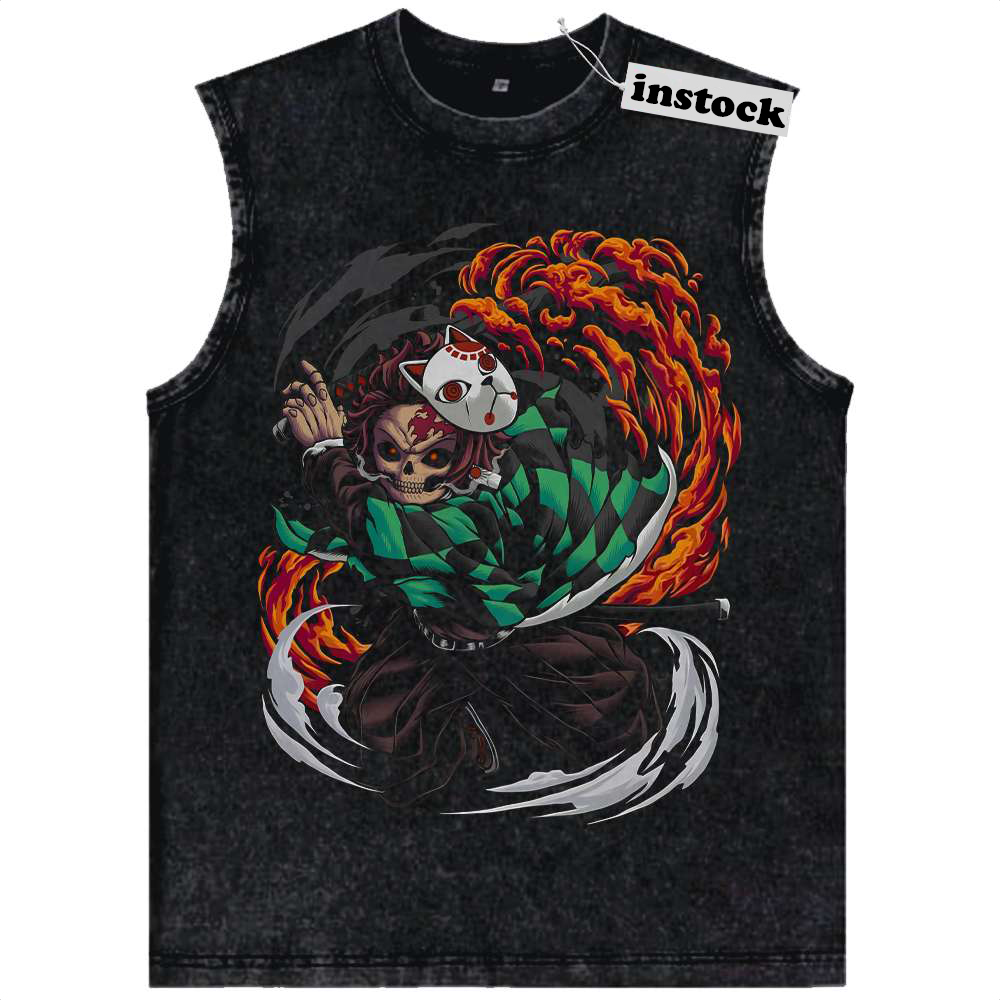 Skeleton Tanjiro Kamado Tank Top, Demon Slayer Tank Top, Anime Tank Top, Vintage Tank Top