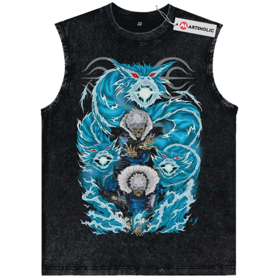 Alternative view of Skeleton Tobirama Senju Tank Top, Naruto Tank Top, Anime Tank Top, Vintage Tank Top
