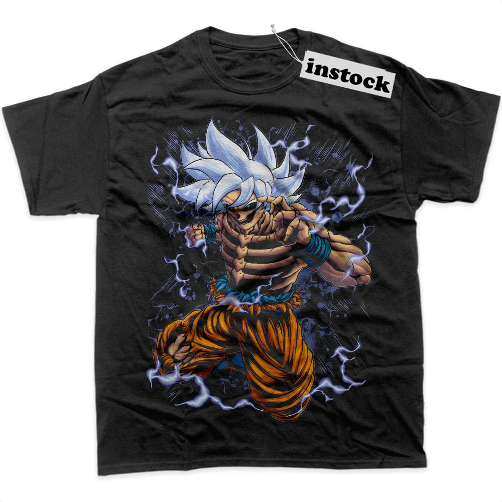 Skeleton Ultra Instinct Son Goku Shirt, Dragon Ball Shirt, DBZ Shirt, Anime Shirt, Graphic T-Shirt