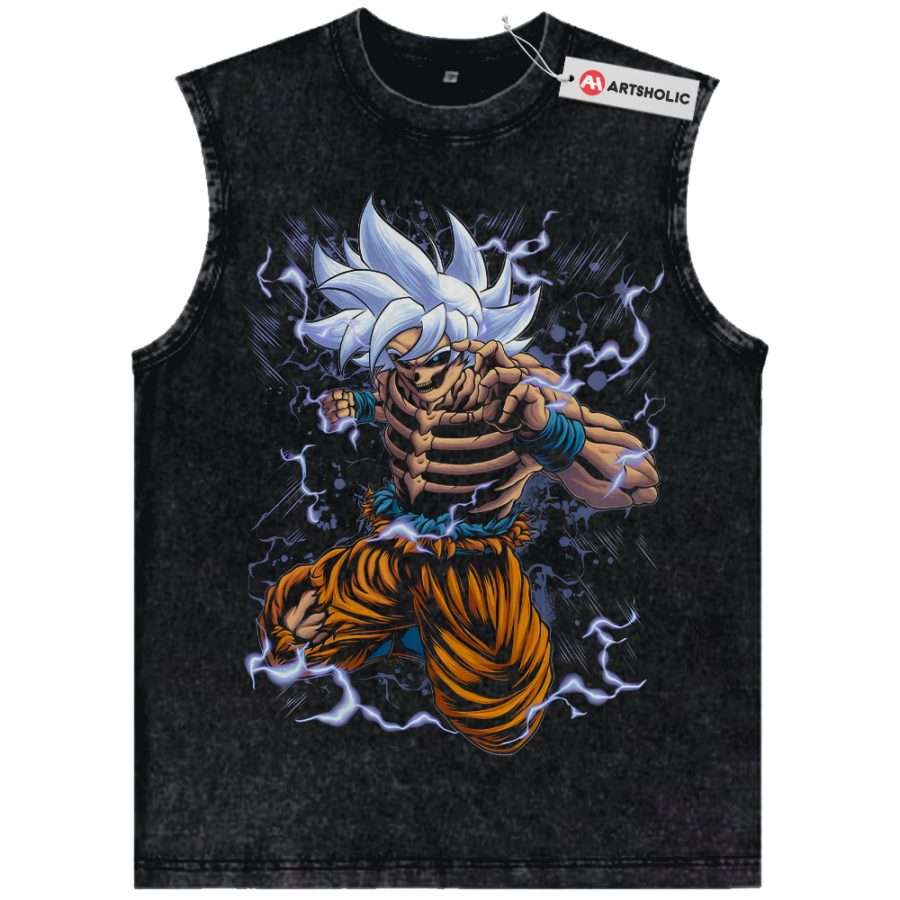 Alternative view of Skeleton Ultra Instinct Son Goku Tank Top, Dragon Ball Tank Top, DBZ Tank Top, Anime Tank Top, Vintage Tank Top