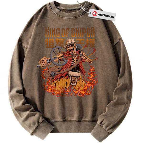 Alternative view of Skeleton Usopp Sweatshirt, One Piece Sweatshirt, Anime Sweatshirt, Vintage Sweatshirt