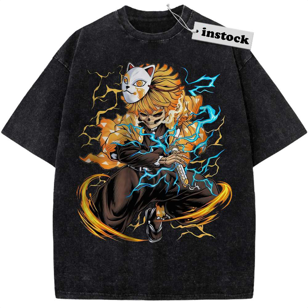 Skeleton Zenitsu Agatsuma Shirt, Demon Slayer Shirt, Anime Shirt, Vintage T-Shirt