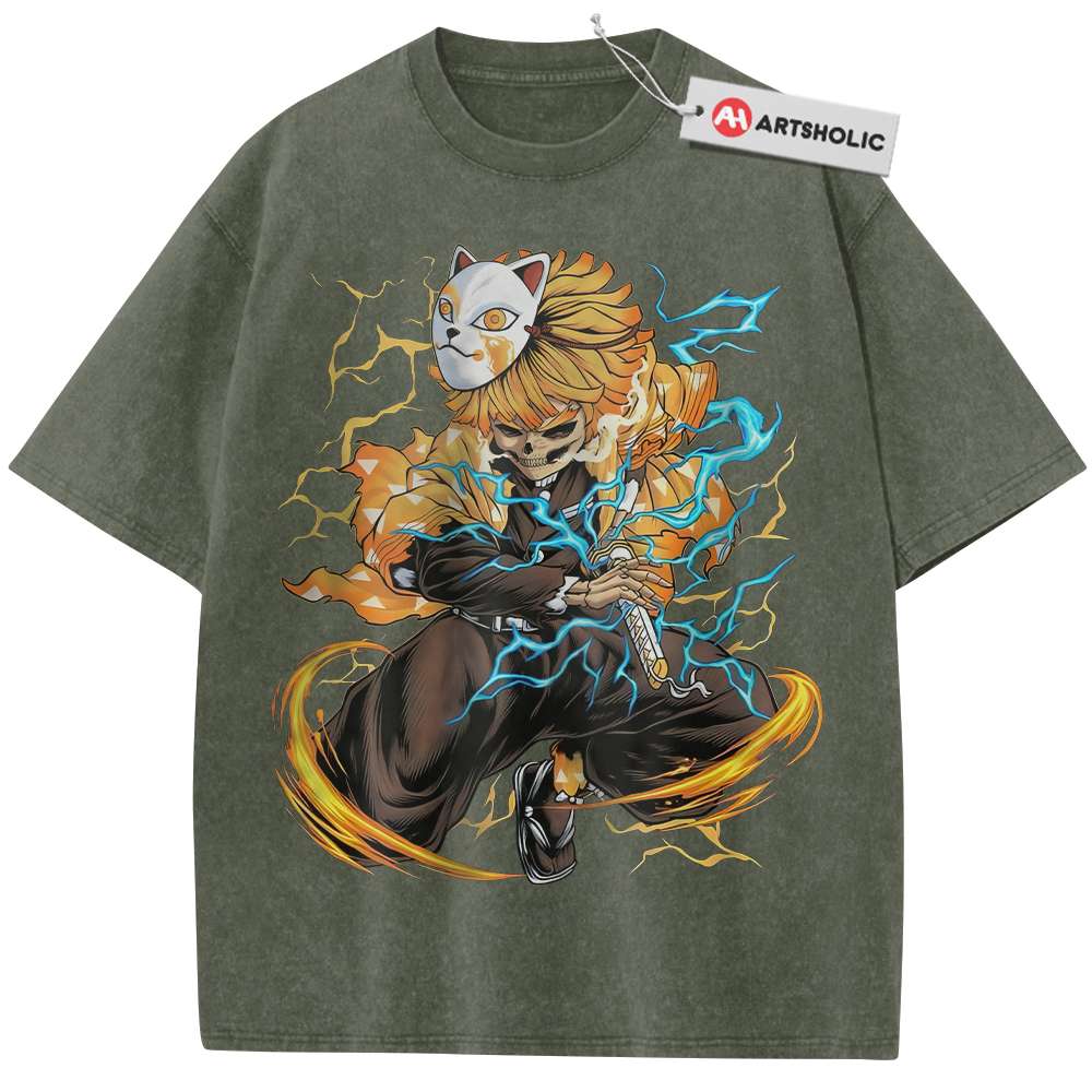 Alternative view of Skeleton Zenitsu Agatsuma Shirt, Demon Slayer Shirt, Anime Shirt, Vintage T-Shirt