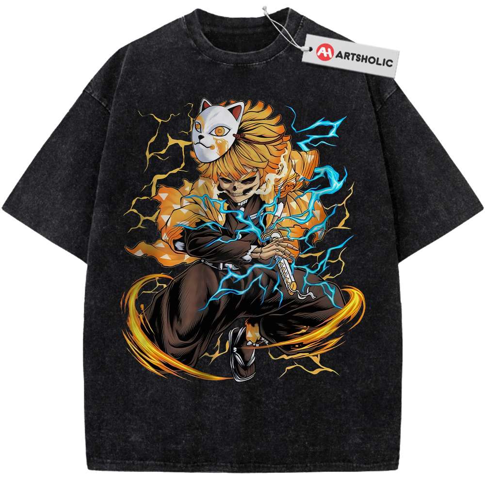 Skeleton Zenitsu Agatsuma Shirt, Demon Slayer Shirt, Anime Shirt, Vintage T-Shirt