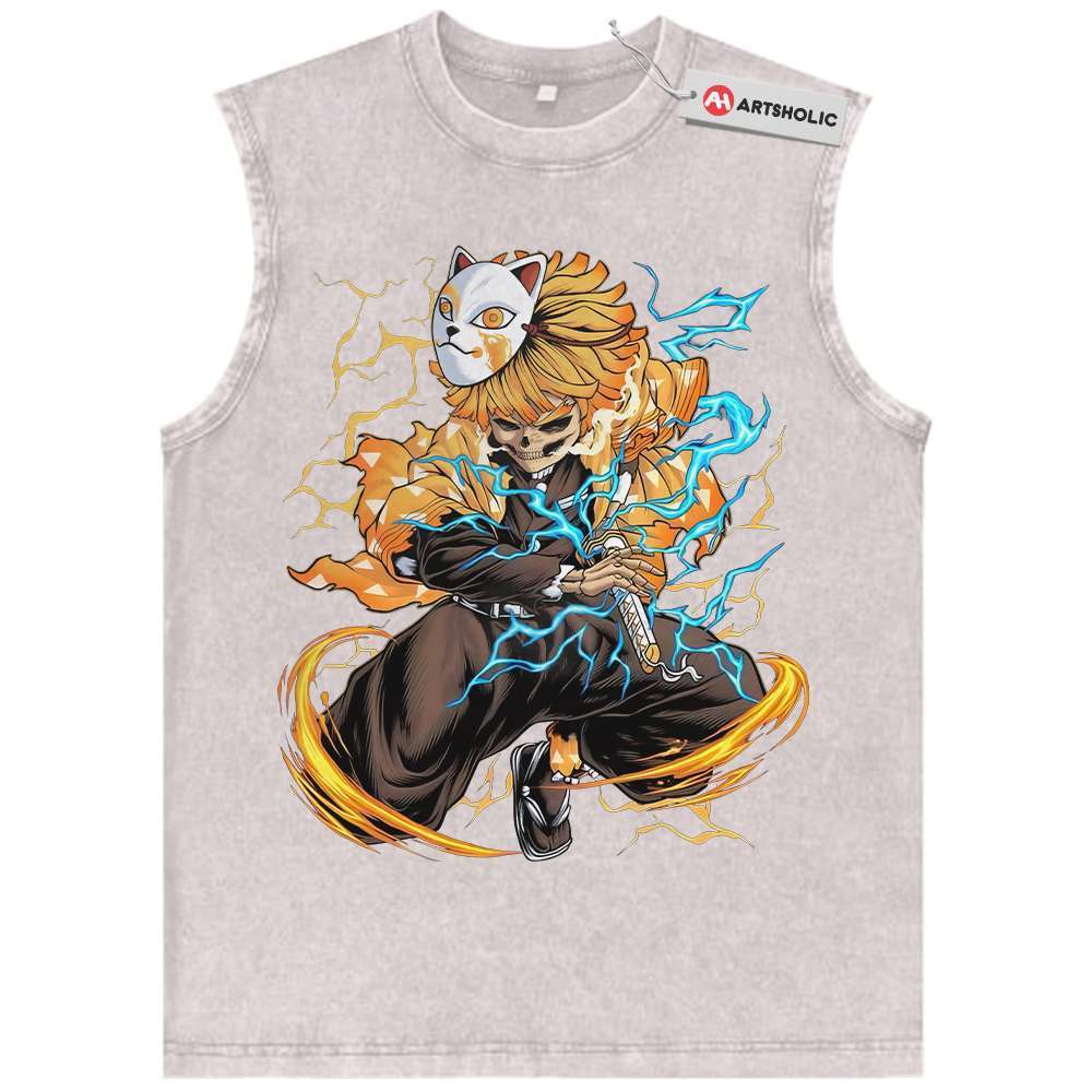 Alternative view of Skeleton Zenitsu Agatsuma Tank Top, Demon Slayer Tank Top, Anime Tank Top, Vintage Tank Top