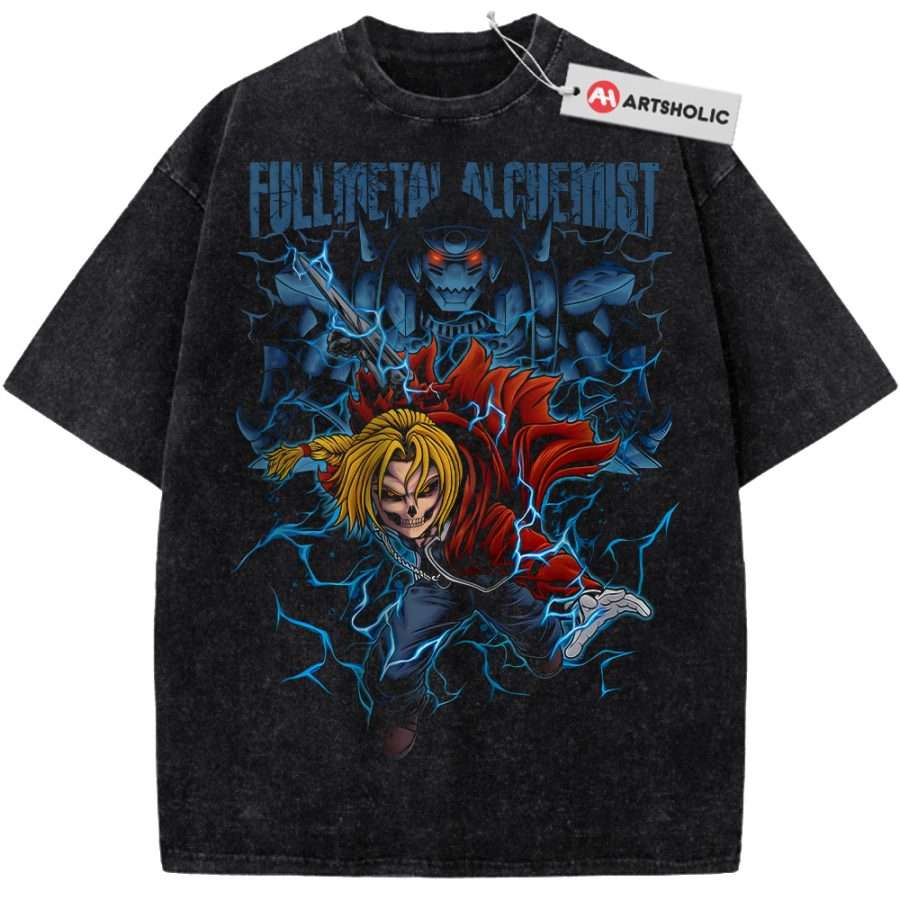 Alternative view of Skull Alphonse vs Edward Elric Shirt, Fullmetal Alchemist Shirt, Anime Shirt, Vintage T-Shirt
