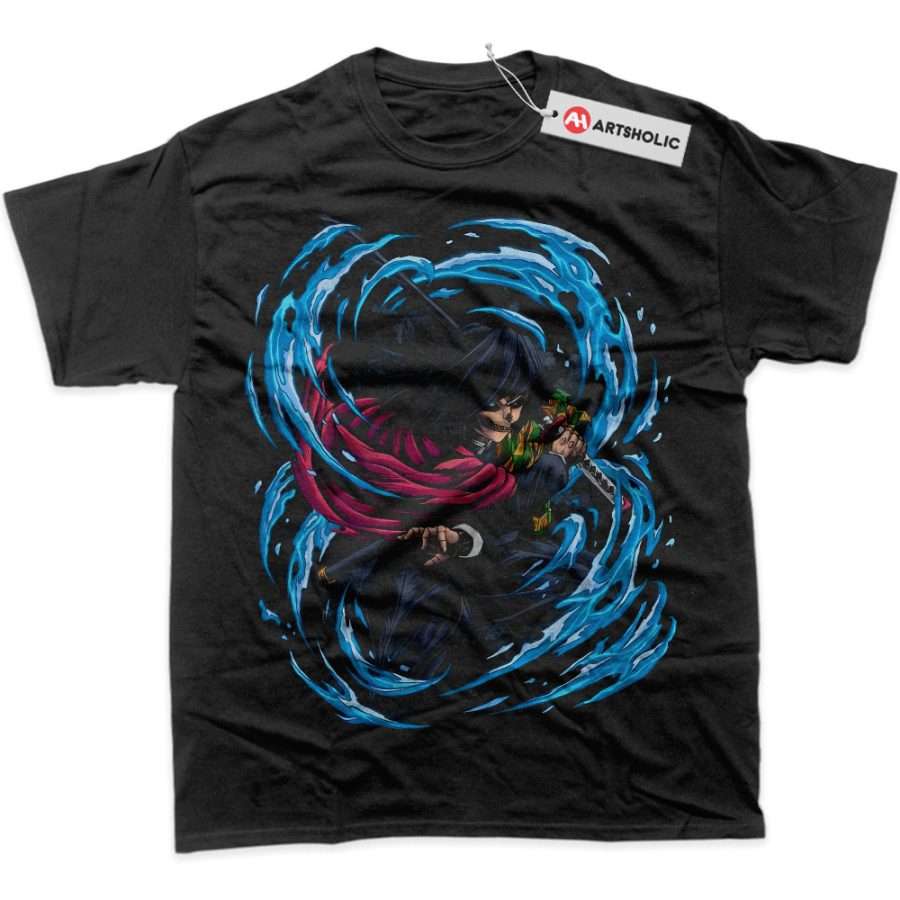 Alternative view of Skull Giyu Tomioka Shirt, Demon Slayer Shirt, Anime Shirt, Graphic T-Shirt