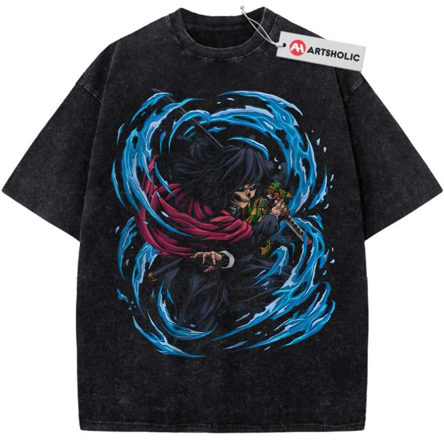 Alternative view of Skull Giyu Tomioka Shirt, Demon Slayer Shirt, Anime Shirt, Vintage T-Shirt