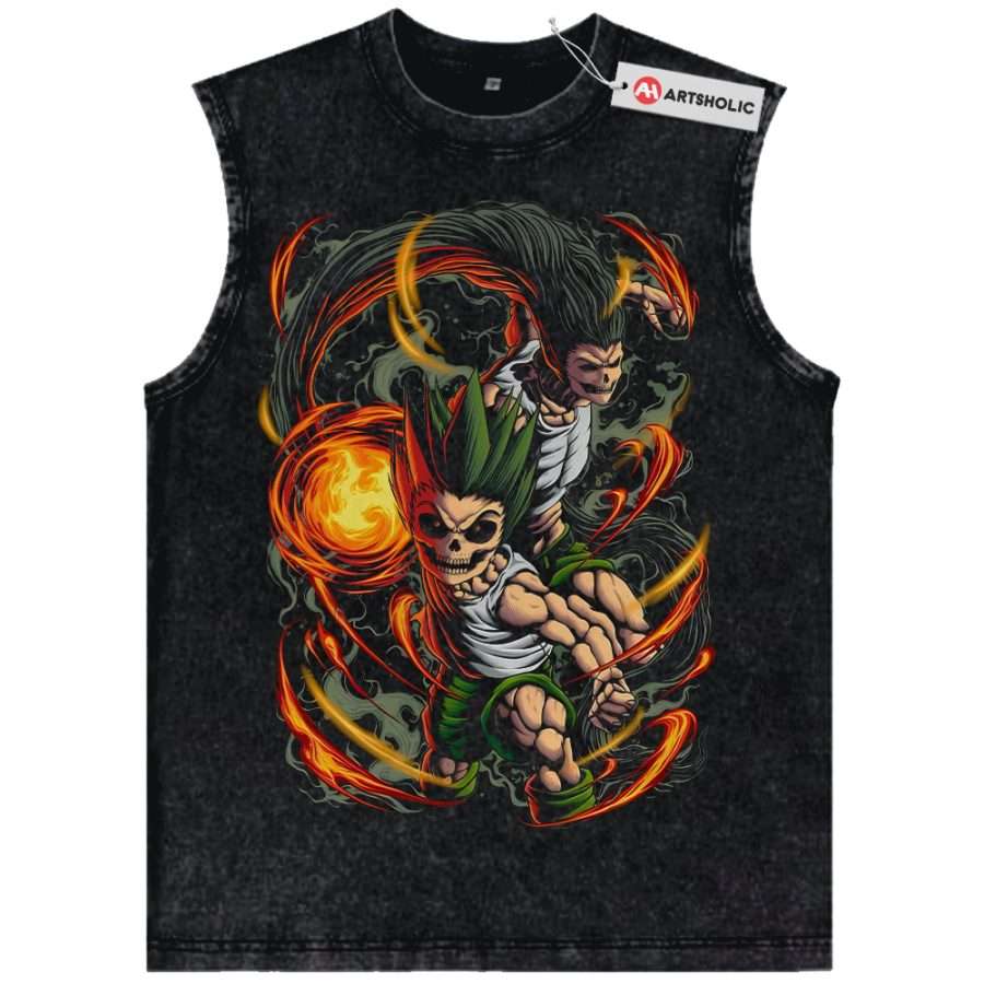 Alternative view of Skull Gon Freecss Tank Top, Hunter x Hunter Tank Top, HxH Tank Top, Anime Tank Top, Vintage Tank Top