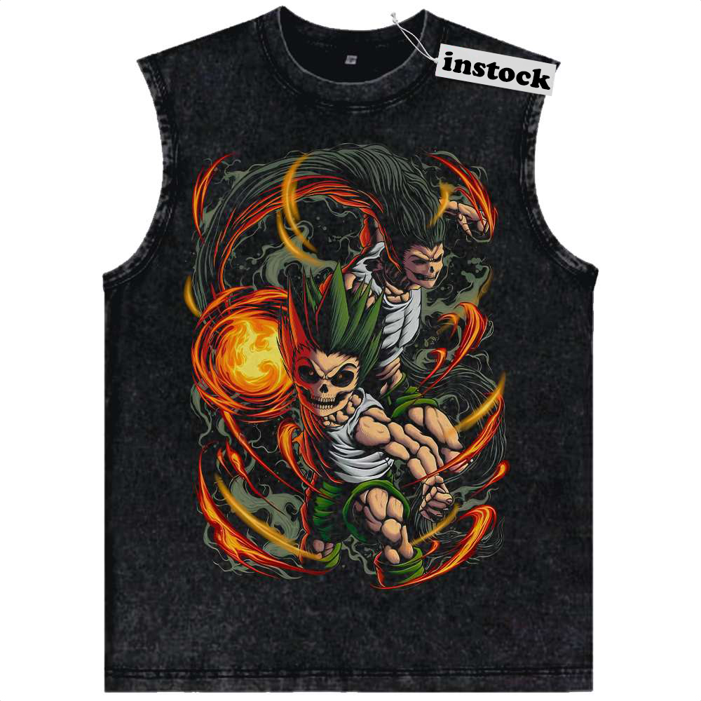 Skull Gon Freecss Tank Top, Hunter x Hunter Tank Top, HxH Tank Top, Anime Tank Top, Vintage Tank Top