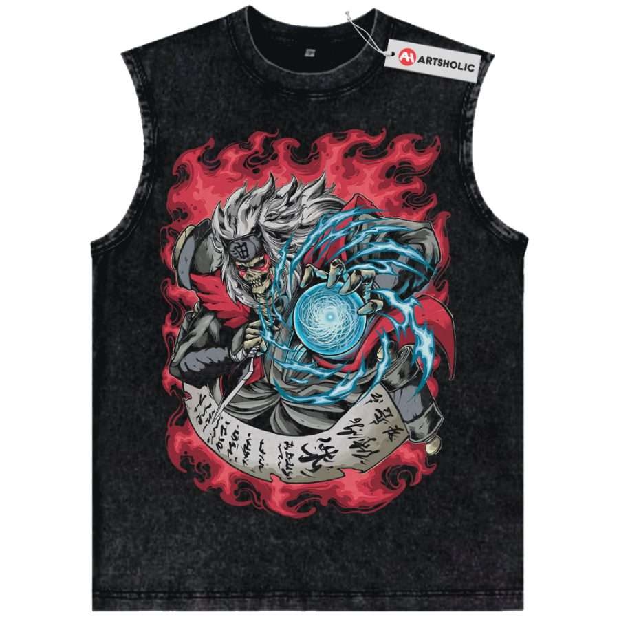 Alternative view of Skull Jiraiya Tank Top, Naruto Tank Top, Anime Tank Top, Vintage Tank Top