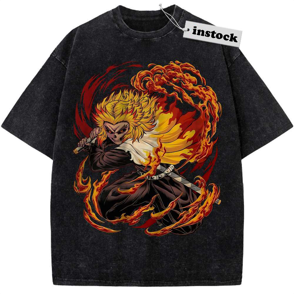 Skull Kyojuro Rengoku Shirt, Demon Slayer Shirt, Anime Shirt, Vintage T-Shirt