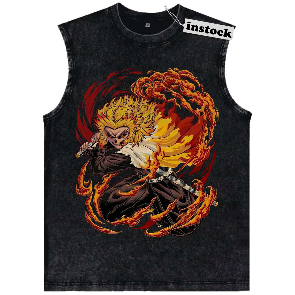 Skull Kyojuro Rengoku Tank Top, Demon Slayer Tank Top, Anime Tank Top, Vintage Tank Top