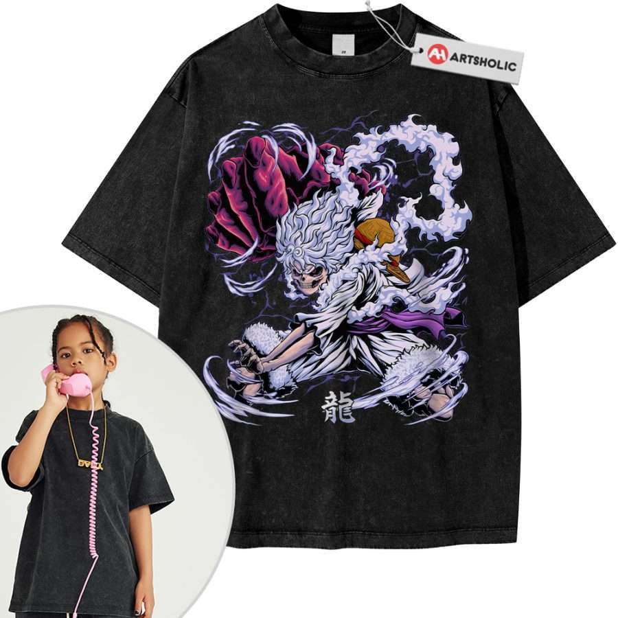 Alternative view of Skull Luffy Gear 5 Shirt For Kids, One Piece Shirt For Kids, Anime Shirt For Kids, Vintage Tee For Kids