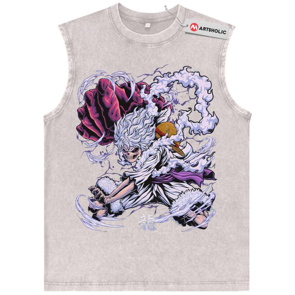 Alternative view of Skull Luffy Gear 5 Tank Top, One Piece Tank Top, Anime Tank Top, Vintage Tank Top