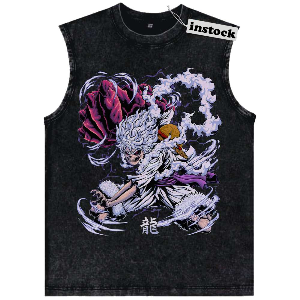 Skull Luffy Gear 5 Tank Top, One Piece Tank Top, Anime Tank Top, Vintage Tank Top
