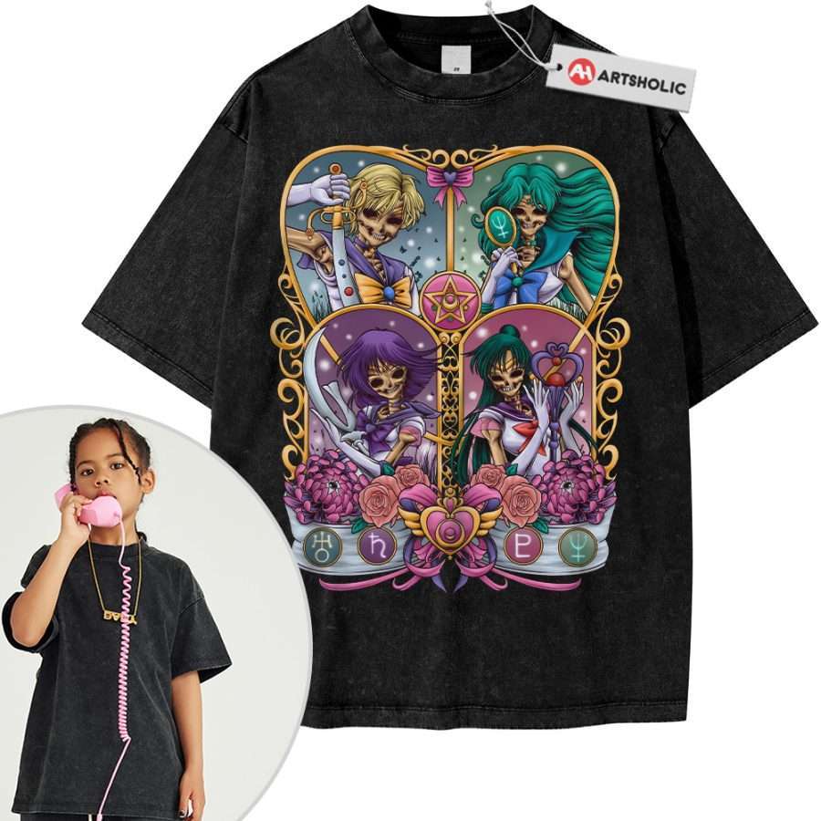 Alternative view of Skull Sailor Moon Shirt For Kids, Anime Shirt For Kids, Vintage T-Shirt For Kids
