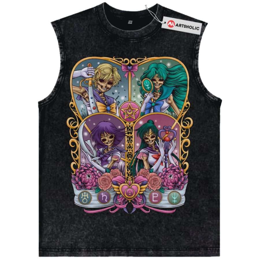 Alternative view of Skull Sailor Moon Tank Top, Anime Tank Top, Vintage Tank Top